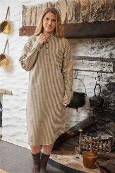 Preview: Flannel Nightshirt LV 14 -Beige-Green-Maroon-Stripe